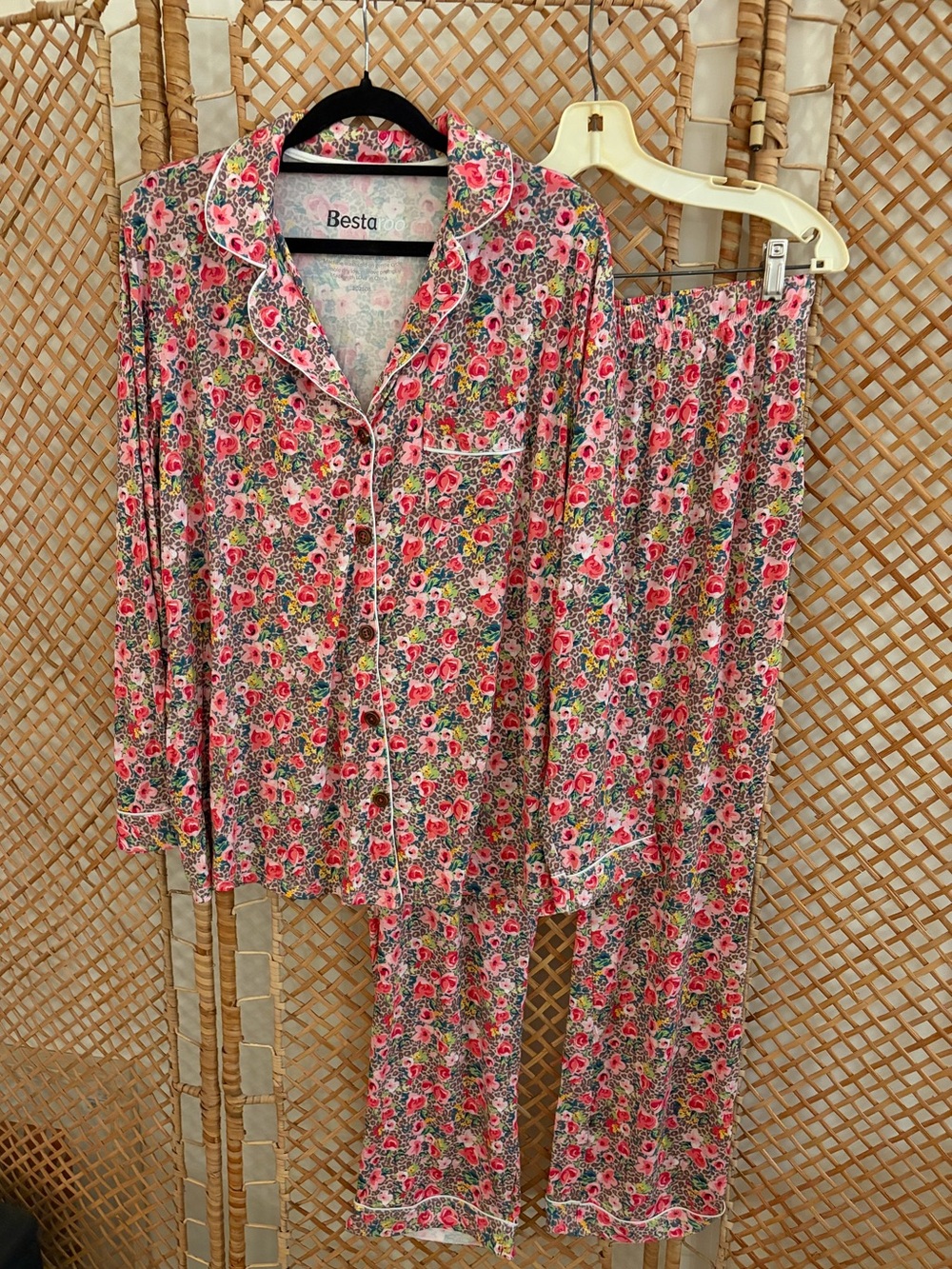 NWOT Bestaroo Cheetah and Floral Long-Sleeve Women’s Bamboo Pajama Set
